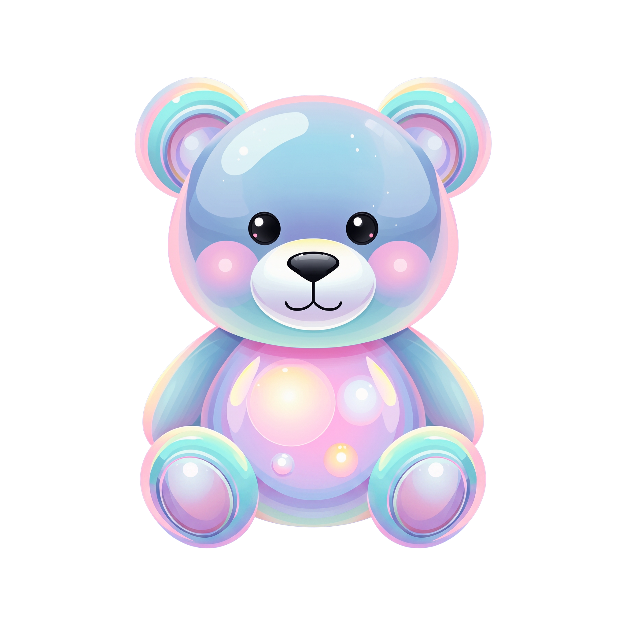 The DazzaBot mascot: a soft iridescent teddy bear with a structurally fierce interior